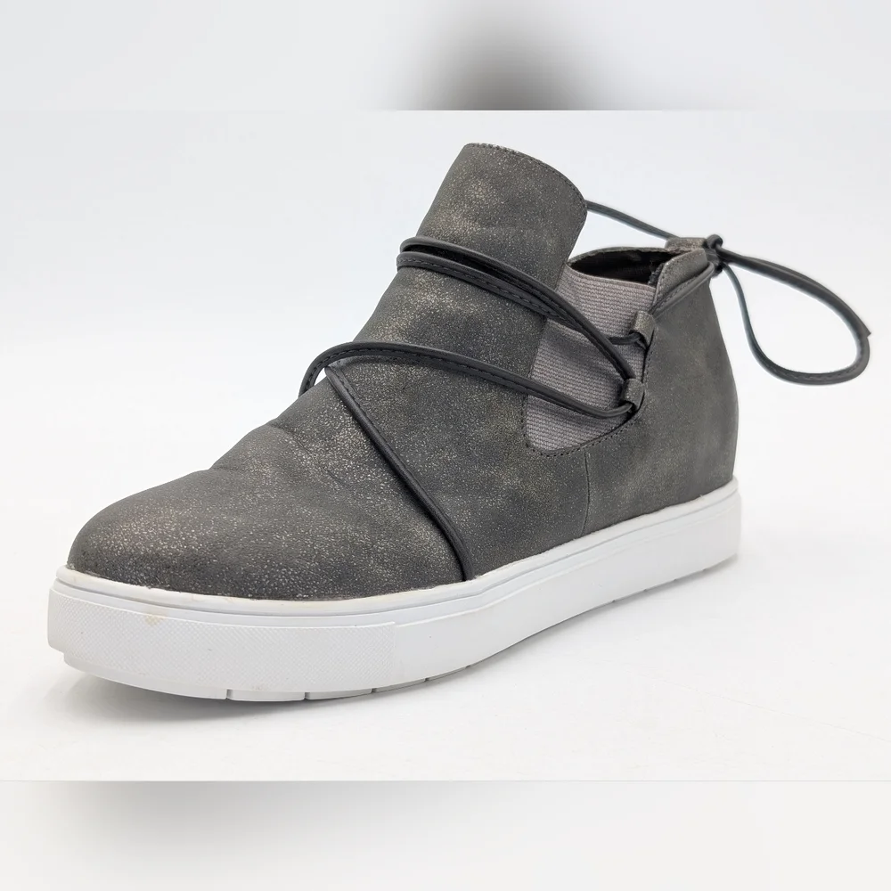 Yellow Box Maureen Size 8M Metallic Grey High-Top Sneakers Cushioned Memory Foam